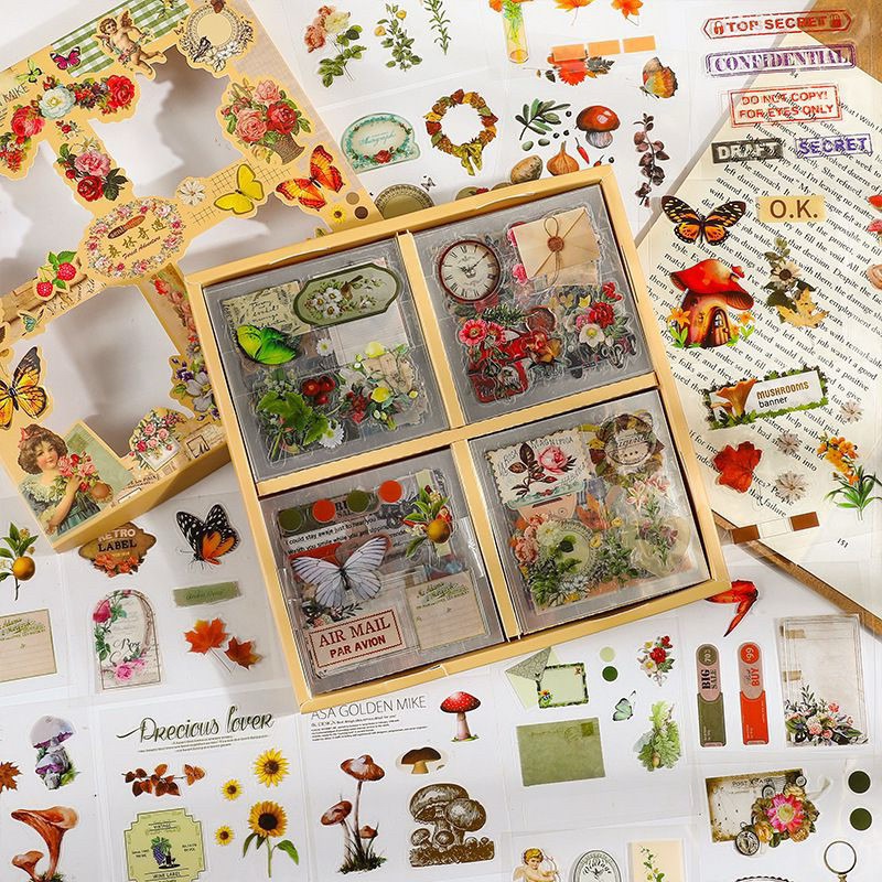 

HJK ( KKM ) Stiker 100 Lembar Butterfly Flower Aesthetic Jurnal DIY Vintage Sticker