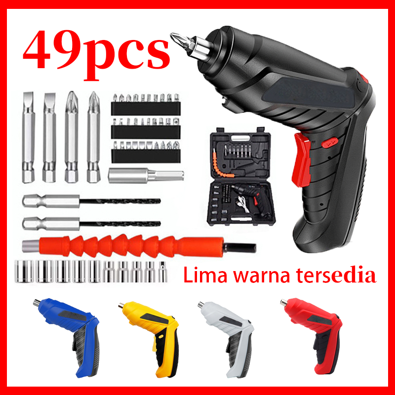 Cordless Screwdriver 4.2 V Mesin Bor Cordless Mini 50pcs Set Screwdriver Obeng Baterai Bor Cordless 