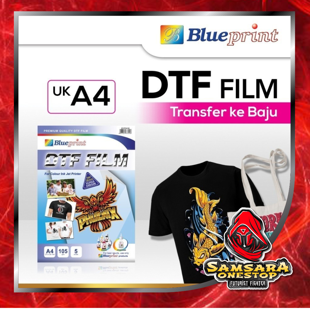 Kertas Transfer Film DTF BLUEPRINT / Digital Transfer Film PET - A4 Isi 5 Lembar