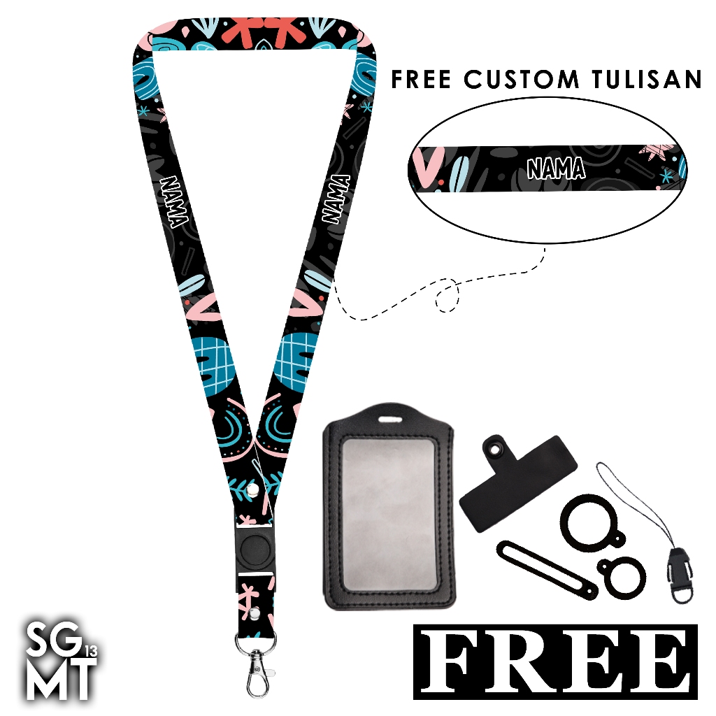 

ID Holder Lanyard Name Tag Custom Nama Satuan Full Printing 2 Sisi Series Doodle Name Tag Free Oring
