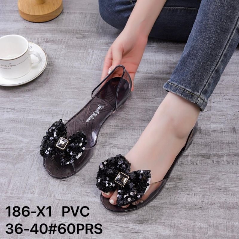 SANDAL WANITA FLATSHOES KACA PITA MANIK BLINK JELLY SHOES IMPORT YOUTH BALANCE 186