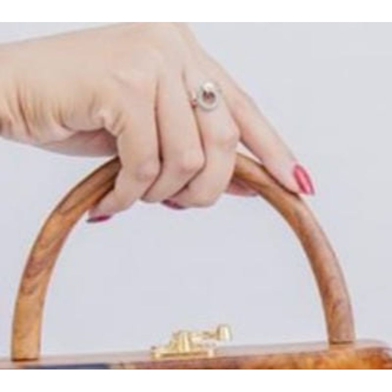 Ring Tas Setengah Lingkaran Kayu Jati