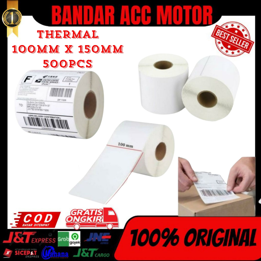 

PROMO KERTAS THERMAL PRINTER ROLL 100X150 500PCS STIKER THERMAL LEBEL THERMAL KERTAS A6