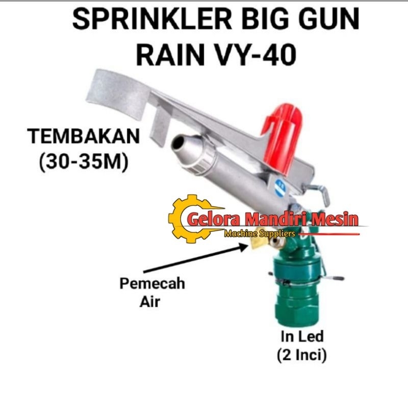 Sprinkler Big Gun Rain DN-50 Radius 70-80 Meter || Sprinkler Pertanian VY-40