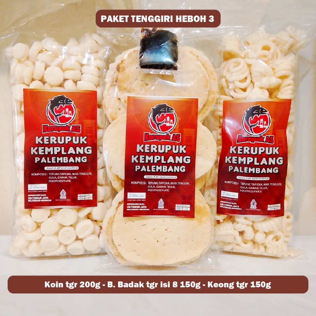 

PAKET TENGGIRI HEBOH 3 (Koin tgr 200g - B. Badak tgr isi 8 150g - Keong tgr 150g)