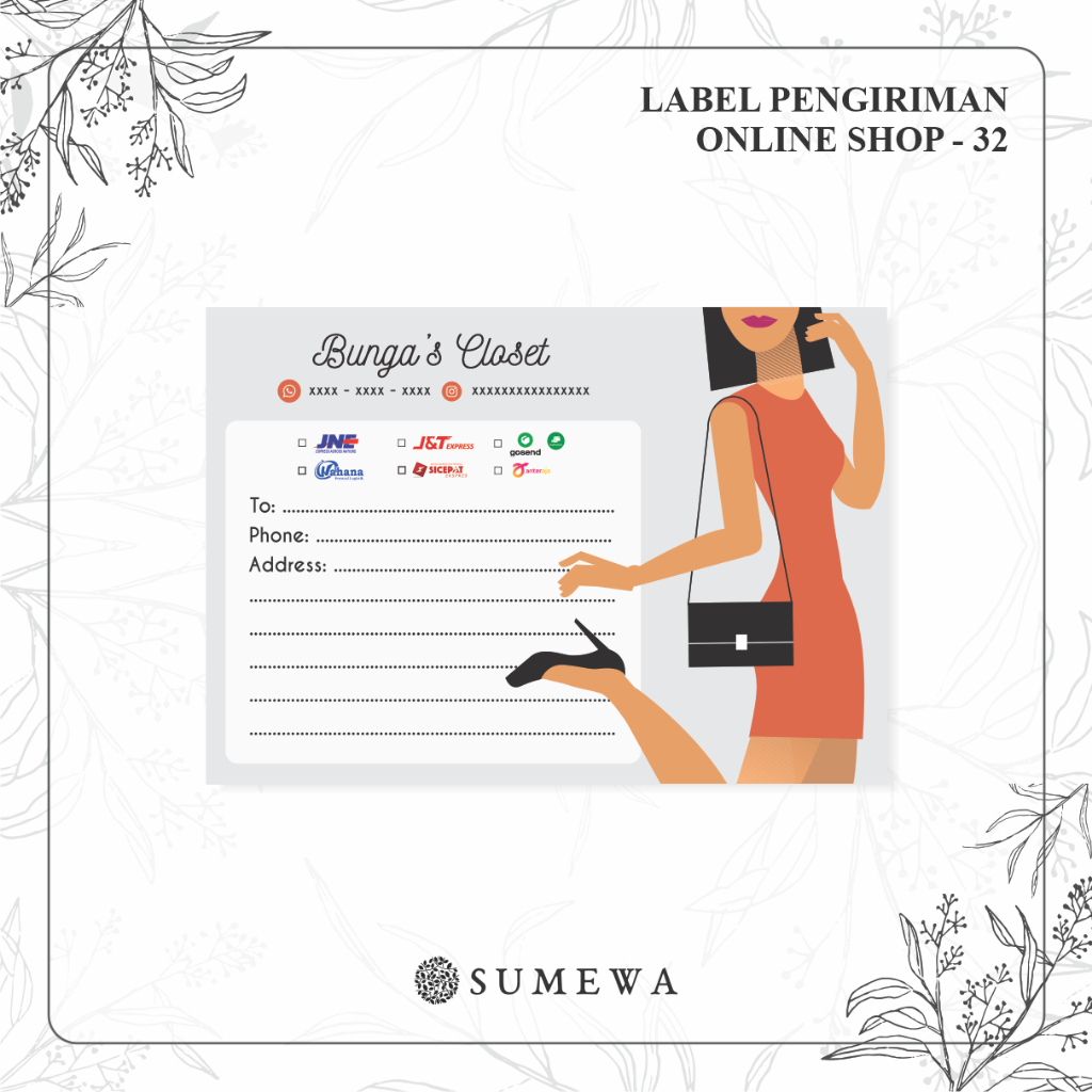 

Label Pengiriman Online Shop / Label Paket / Label Alamat / Sticker Pengiriman / Sticker Resi / Label Olshop - 32