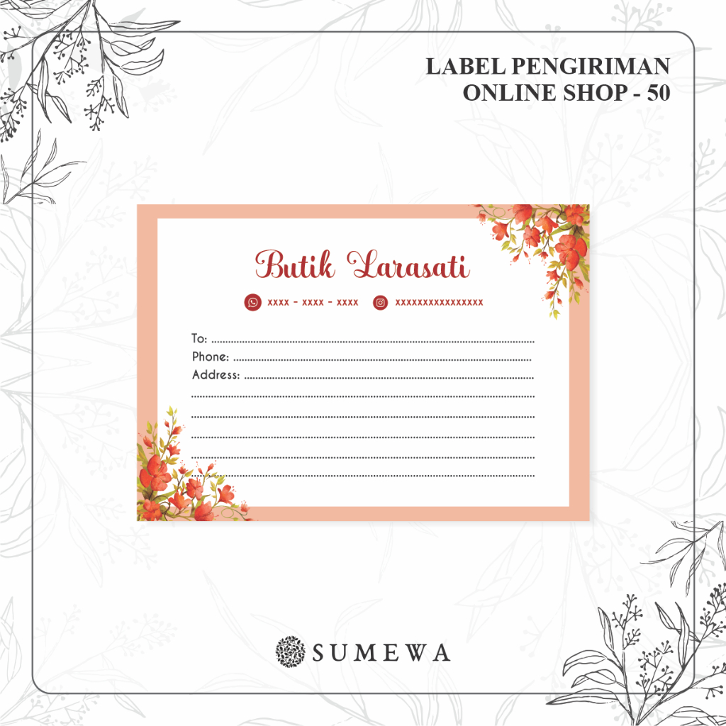 

Label Pengiriman Online Shop / Label Paket / Label Alamat / Sticker Pengiriman / Sticker Resi / Label Olshop - 50