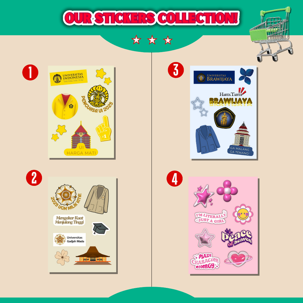 

STIKER UNIVERSITAS/BISA CUSTOM VINYL TAHAN AIR COCOK UNTUK JOURNALING & STUDY