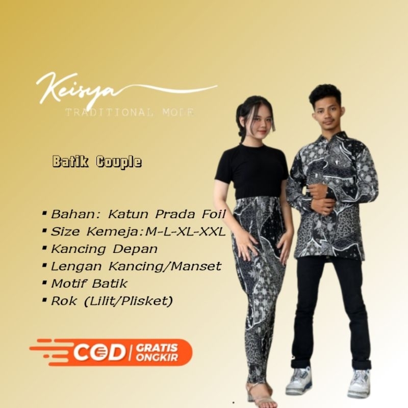 Batik Couple Rok Dan Kemeja Rok Plisket  Rok Lilit Batik Kebaya - Set Batik Couple