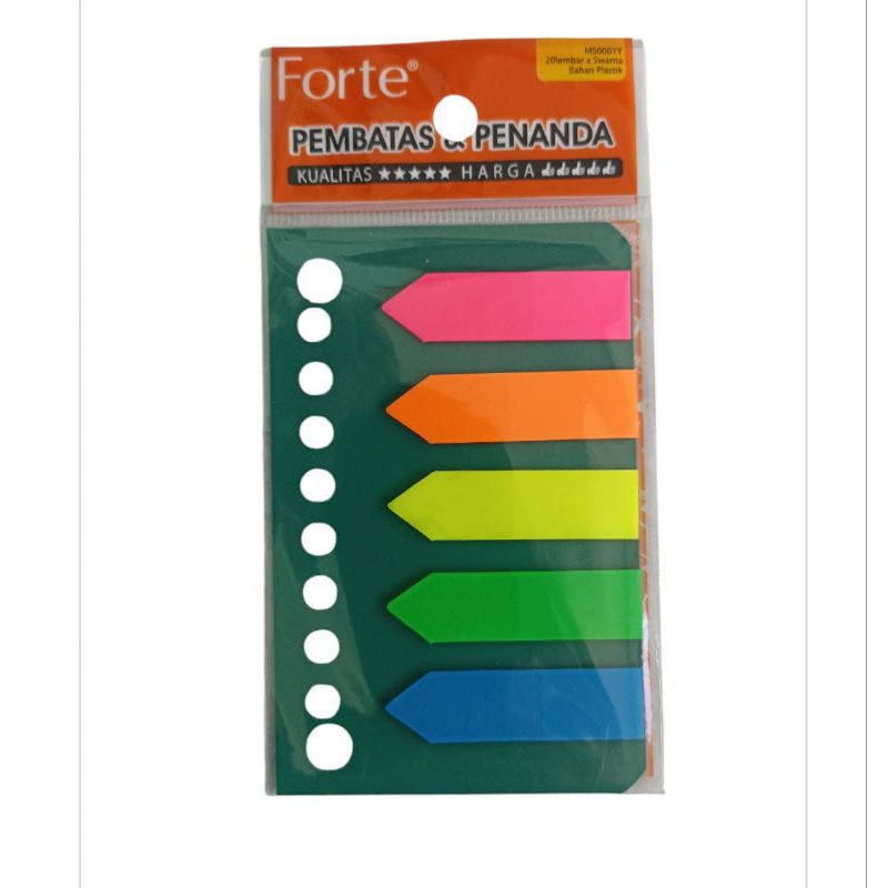 

Forte Sticky Note Penanda / Pembatas Buku Plastik 5 Warna