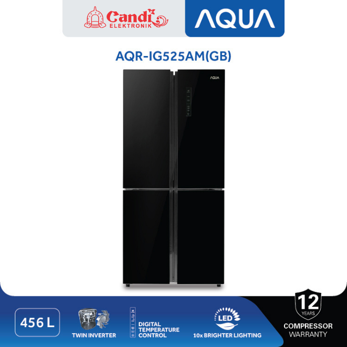 AQUA Kulkas 4 Pintu/ Kulkas Side by Side Kapasitas 456 liter AQR-IG525AM(GB)
