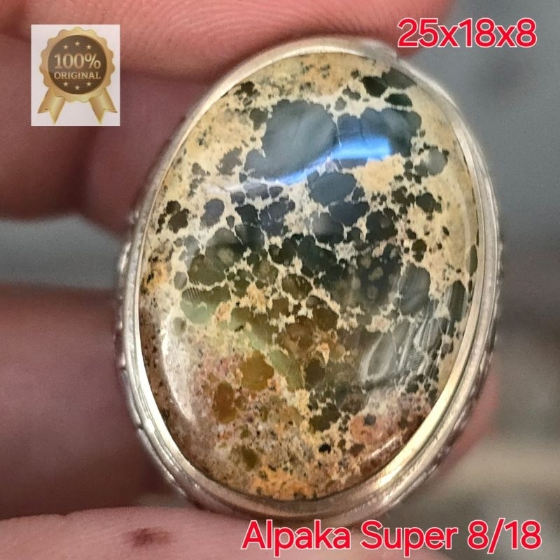 MURAH CINCIN PIRUS PERSIA ASLI JUMBO DEEP GREEN SERAT EMAS PORSELEN HALUS MULUS