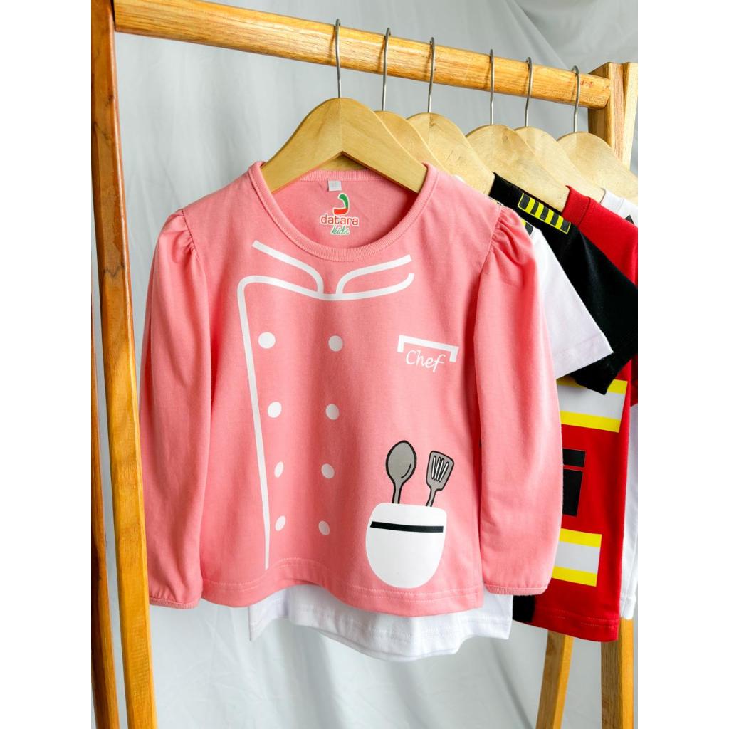 Seri Profesi - Kaos anak perempuan dokter chef pemadam kebakaran pilot