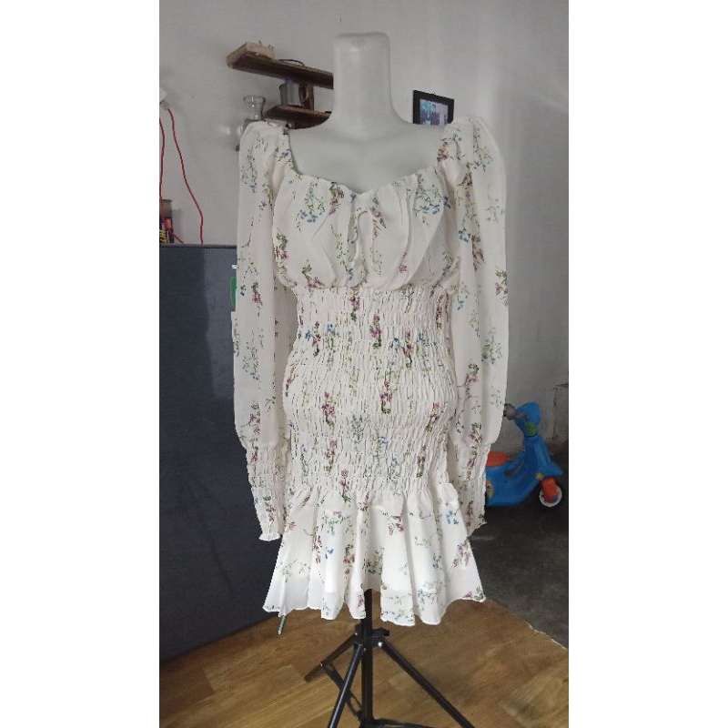 Dress chiffon bunga smoke + admin