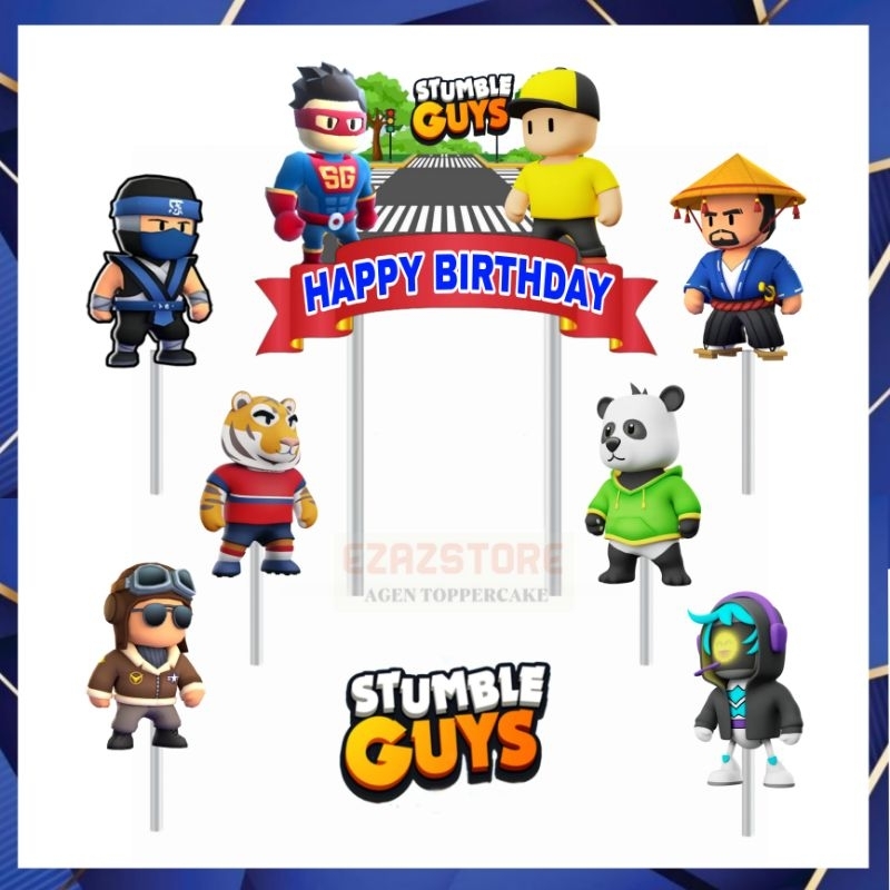 topper kue stumble guys,topper cake,topper karakter stumble guys