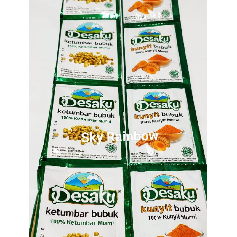

Desaku kunyit dan ketumbar bubuk instant renceng , isi 12 sachet