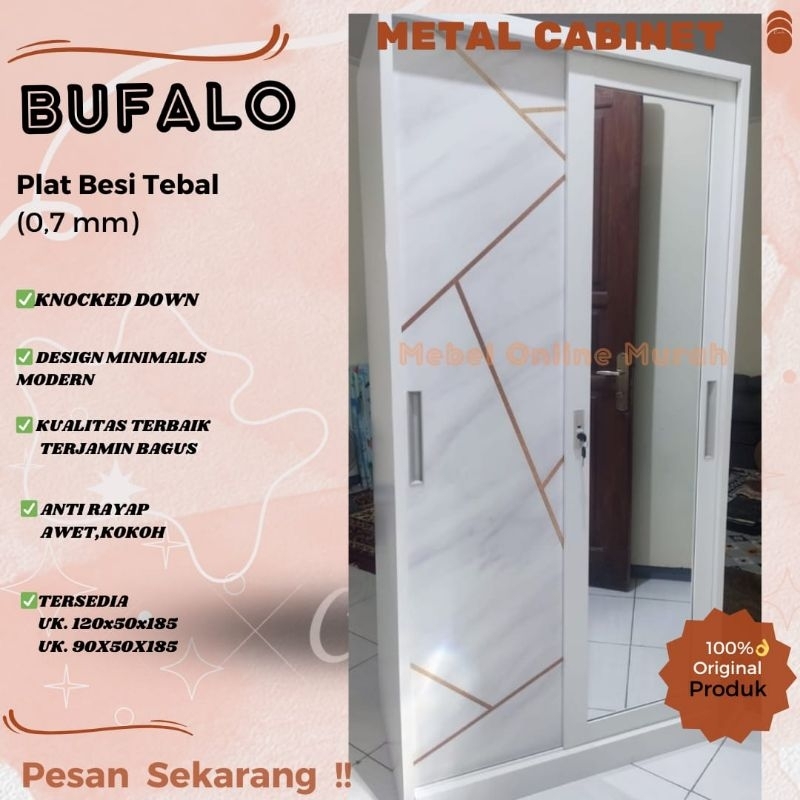 Lemari baju besi sliding / Lemari sliding besi anti rayap / Lemari baju besi jumbo 120cm