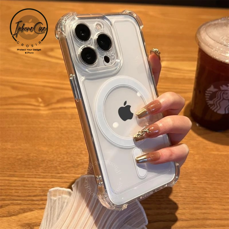 New !!! Case Magsafe Acrylic Airbag Clearcase Anti Kuning - Anti Shock-proof Casing Pro Camera For I