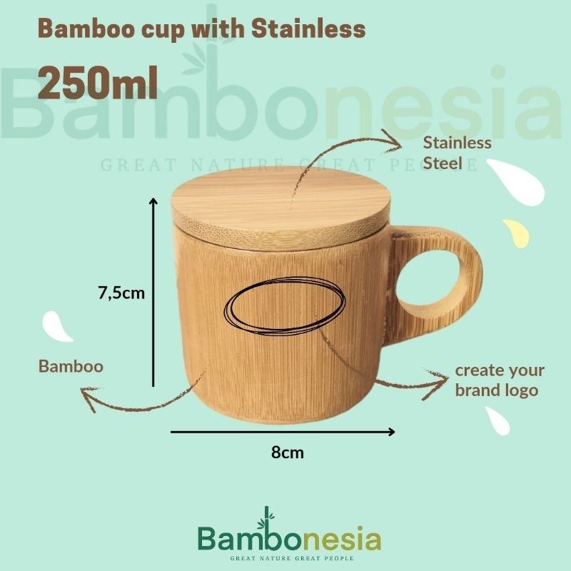 Gelas Bambu Stainless Gelas Bambu Souvenir Estetik BAMBONESIA BCS250