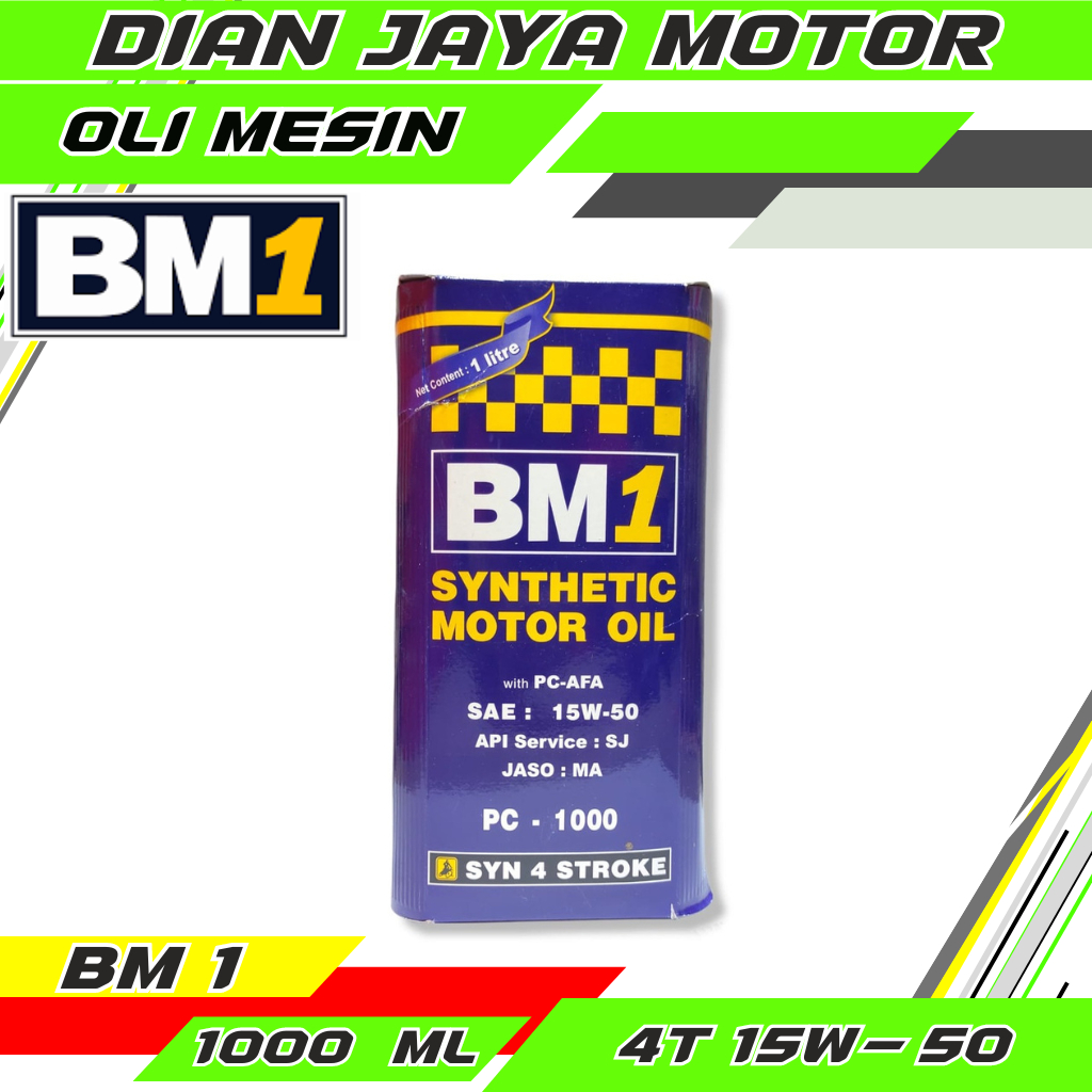 Oli  BM1 PC 1000 4Tak 1 Liter SAE 15W-50 Oli Mesin Motor Sport Full Synthetic BM one