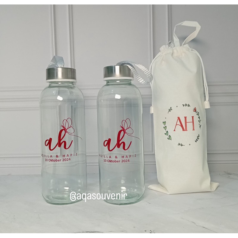 SOUVENIR TUMBLER BENING CUSTOM KEMASAN BLACU CUSTOM FULL COLOUR / SOUVENIR PERNIKAHAN / SOUVENIR KHI