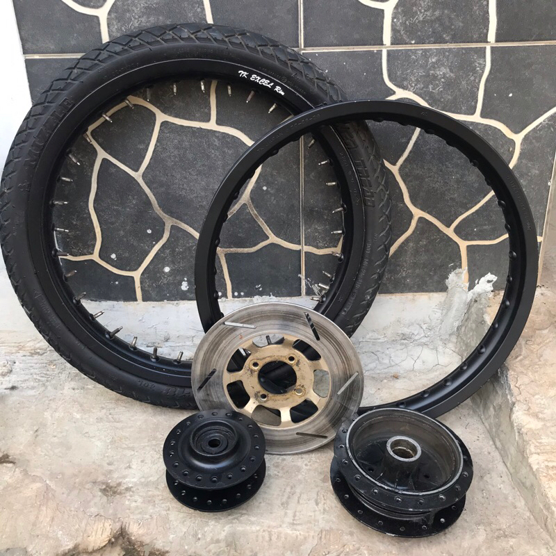 VELG SET TROMOL RX KING TK JAPAN ORIGINAL RING 18x1.85 RATA DEPAN BELAKANG