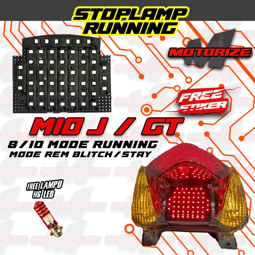 LAMPU LED REM RUNNING MIO J STOPLAMP  8 10 MODE AUTO MANUAL LAMPU BELAKANG VARIASI MOTOR MIO J GT 20