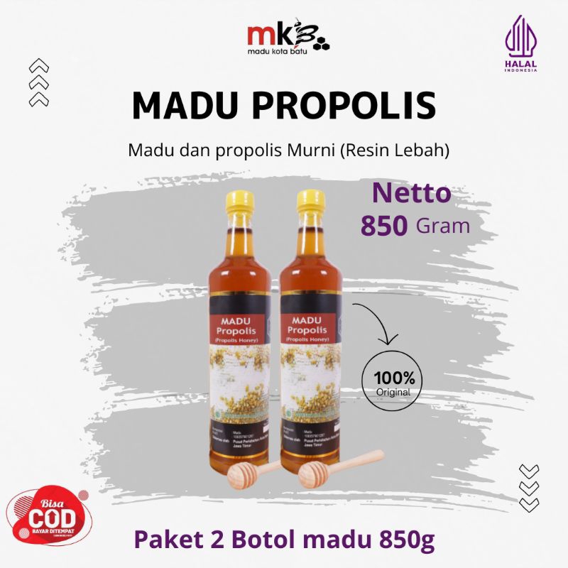 

Madu Kota Batu | Paket 2 Botol 850g Madu Asli Murni Madu Propolis 2IN1 (Madu Dan Propolis Murni/Resin Lebah)