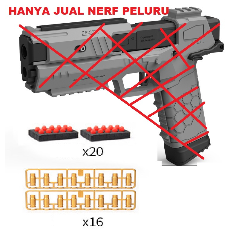 NERF 1911 - JUAL PELURU NERF SHOT / MAINAN ANAK / BUSA TEMPEL / UNTUK M416 M249 S557 1911