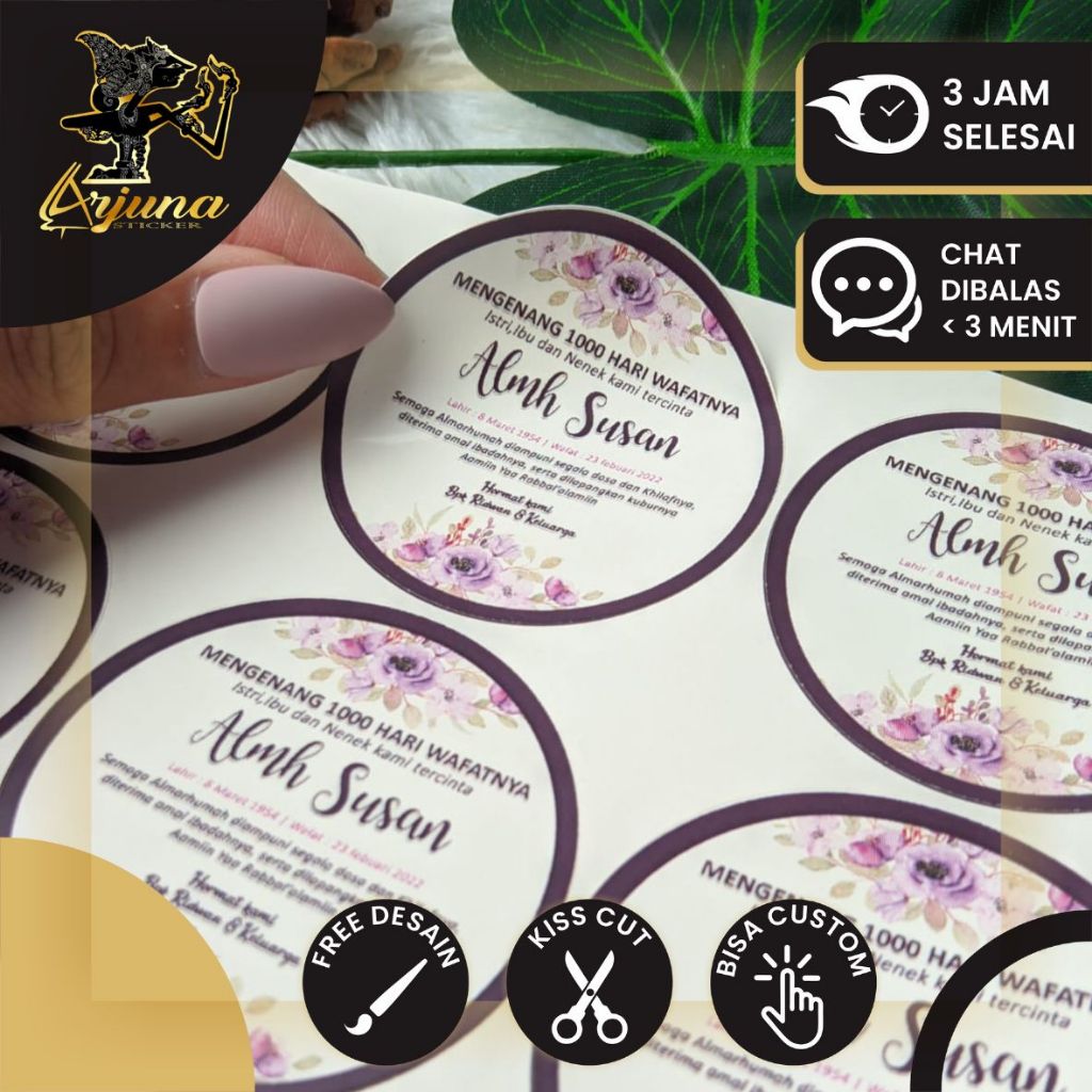 

2-4 Sticker Label Bulat Mengenang Wafatnya Stiker Tahlil Mengenang Tahlilan
