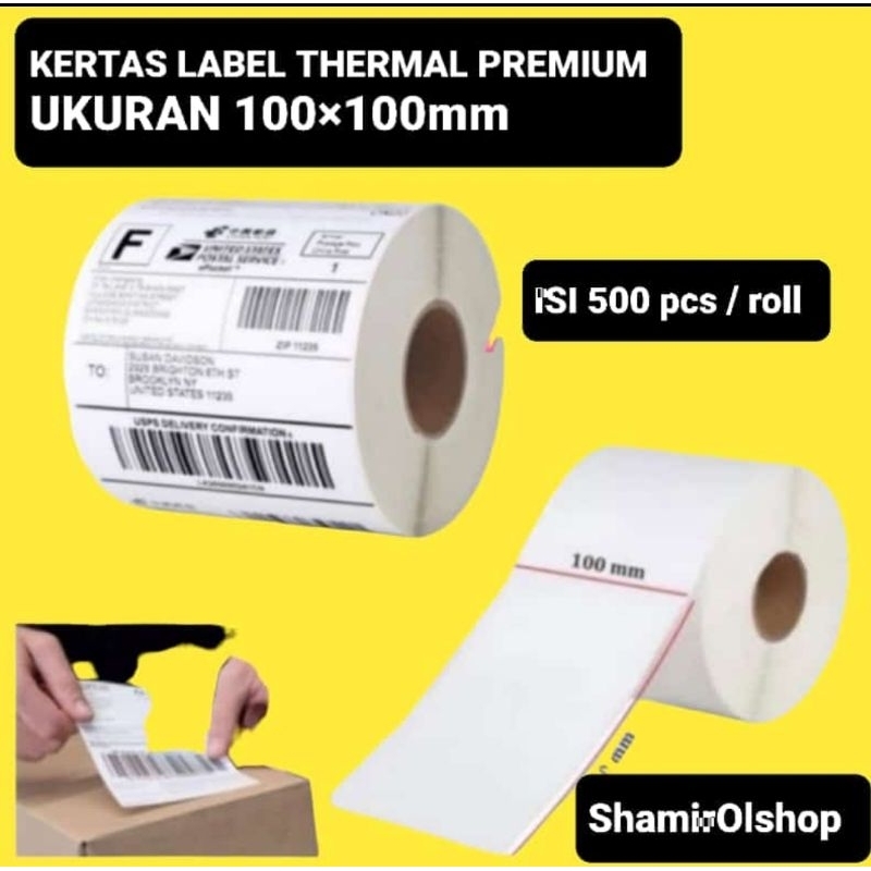 

LABEL STICKER THERMAL 100×100mm ISI 500pcs PREMIUM TERMURAH TERBARU ALAS KERTAS