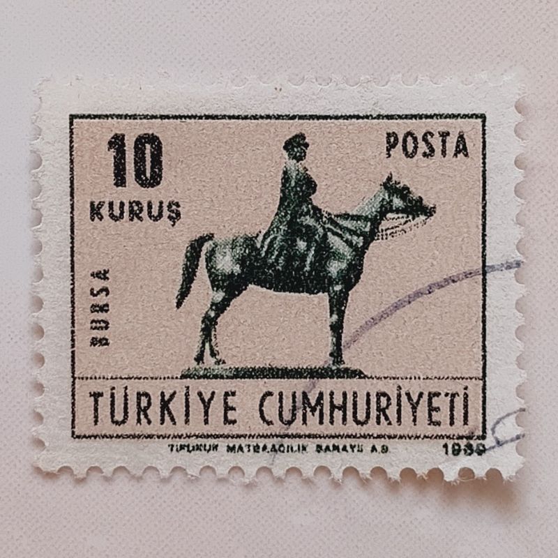 

(AD) Perangko Turki 1969 Greetings Card Stamps - Equestrian Statue of Ataturk at Bursa 10 kuruş Used