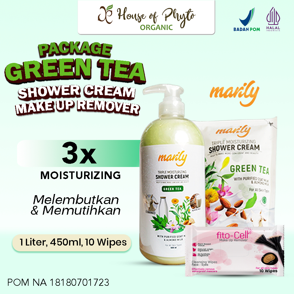 Phyto Organic Paket Marily Sabun Mandi Cair Shower Cream Green Tea