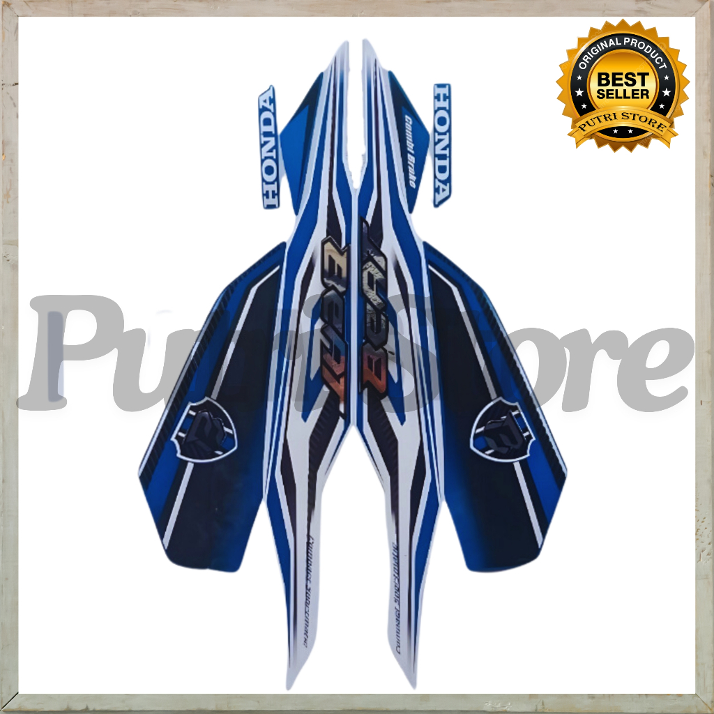 Sticker Striping Motor Honda Beat Iss 2019 Biru Putih list body motor beat Iss 2019