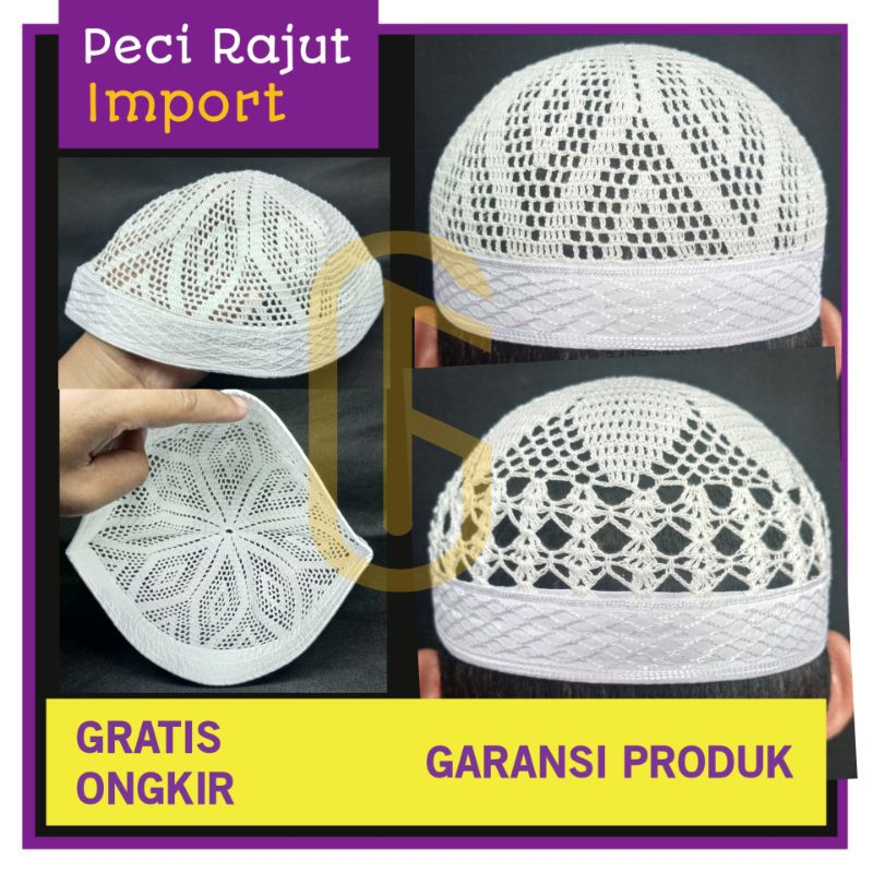 Peci Rajut Import Madinah (Saudi) Motif Bangladesh