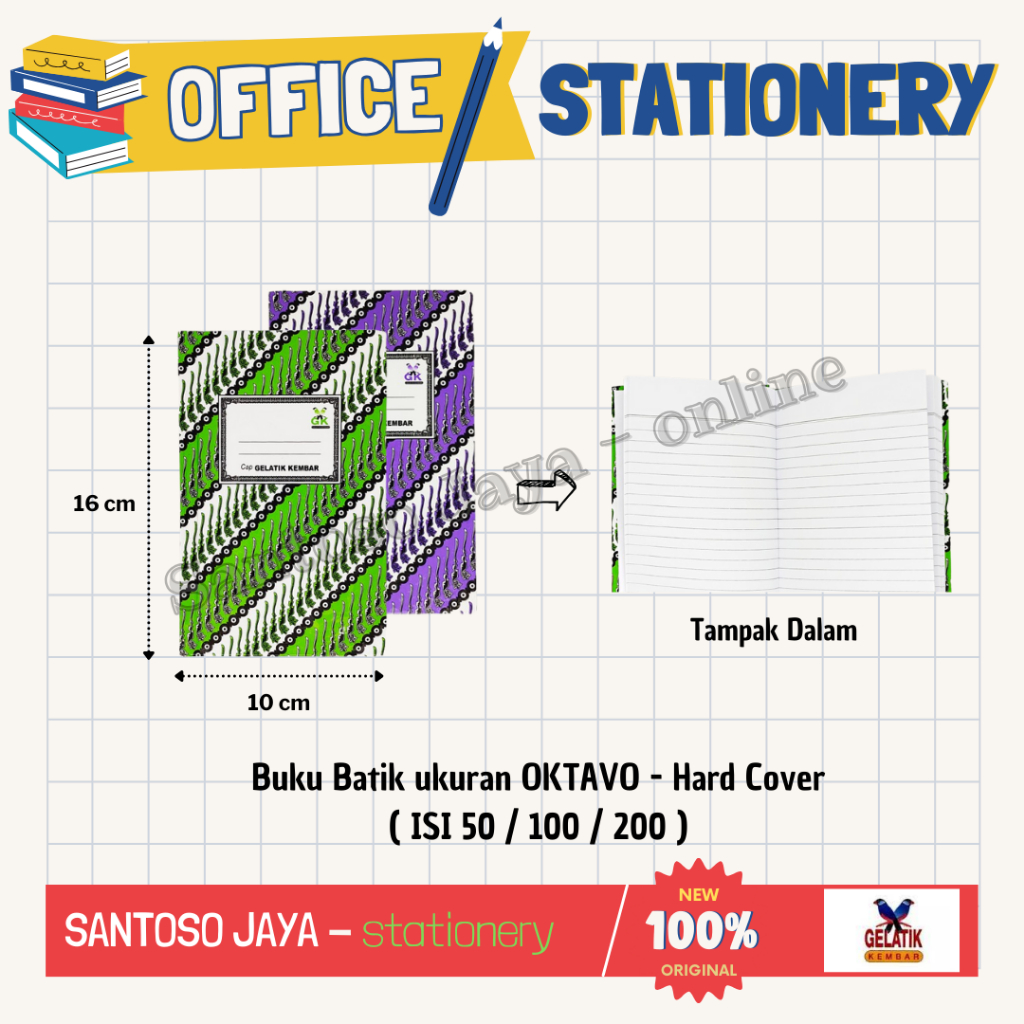 

Buku Octavo GELATIK KEMBAR - Buku Batik - Oktavo Bergaris - Isi 100 Lembar