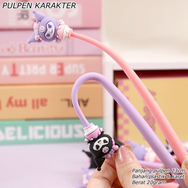 

(Dapat 4pcs) Pulpen gel silikon motif karakter lucu elastis/pulpen gel goyang/pulpen inul