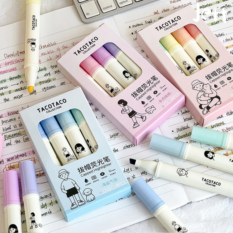 

TacoTaco Stabilo Siswa Berpenampilan Tinggi Pena Spidol Warna Kapasitas Tinggi Pelindung Mata Pena Penanda Kunci Akun Tangan 1 SET ISI 4 HIGHLIGHTER WARNA PASTEL TERANG / 1 SET HIGHLIGHTER WARNA PASTEL-Jett