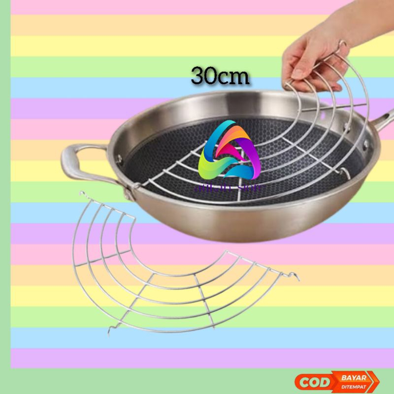 peniris wajan setengah lingkaran uk 30cm, tirisan minyak goreng