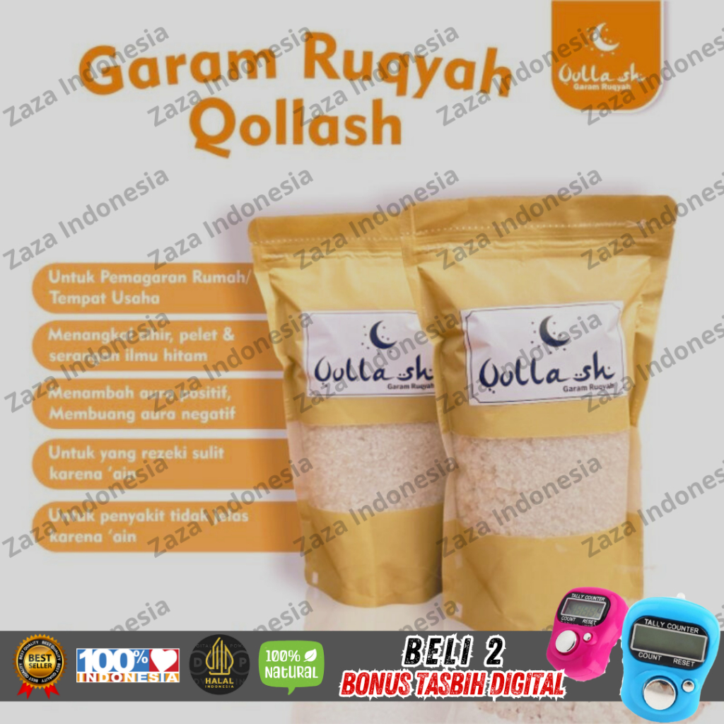 

Qollash Asma Garam Ruqyah Asli Kemasan 500 Gram, + Tasbih | Memperlancar Rezeki & Aura