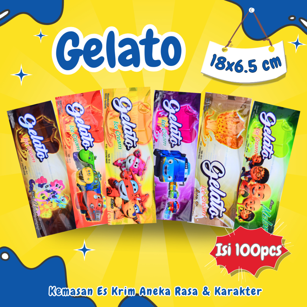 

Kemasan Es Krim Stick Bungkus Plastik Es Loly Mambo Es Cream Karakter Upin Ipin Lolin isi 100pcs