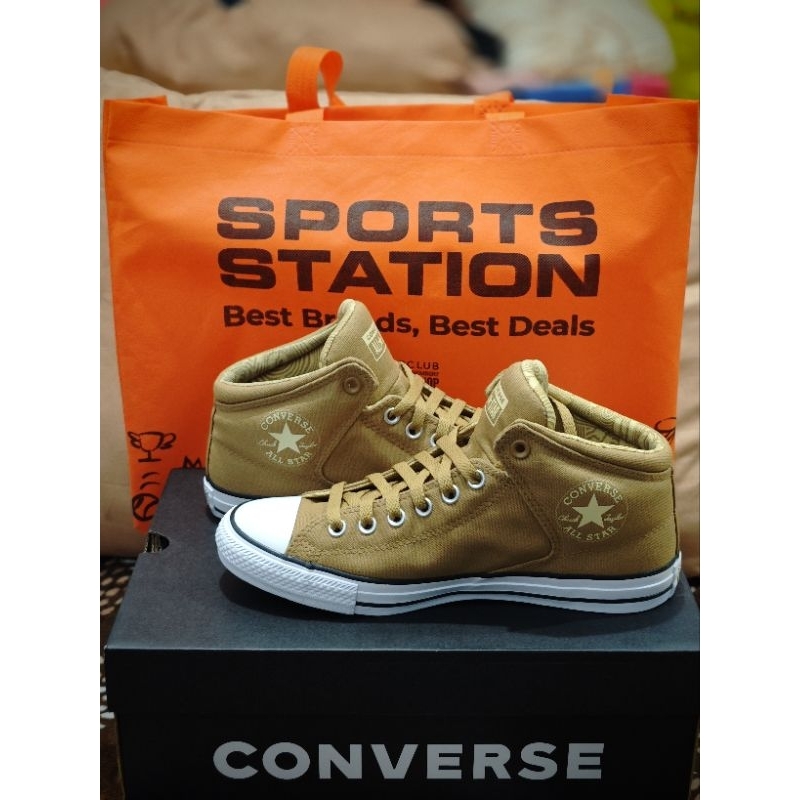 Chuck Taylor All Star High Street Sepatu Sneakers Unisex Converse CTAS Street Mid Brown/Egret