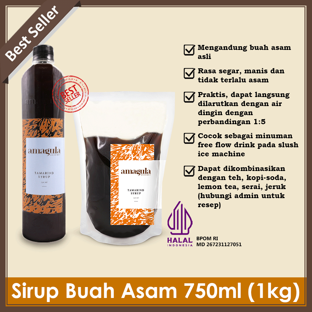 

AMAGULA TAMARIND SYRUP – SIRUP ASAM JAWA/ GULA ASAM/ SARI ASEM JAWA/ KONSENTRAT ASEM ASLI/ JUICE BUAH ASAM JAWA/ SARI ASAM SEGAR 750ML (1KG) UNTUK TEH, KOPI, DAN MINUMAN – HORECA, CAFÉ RESTORAN – HALAL