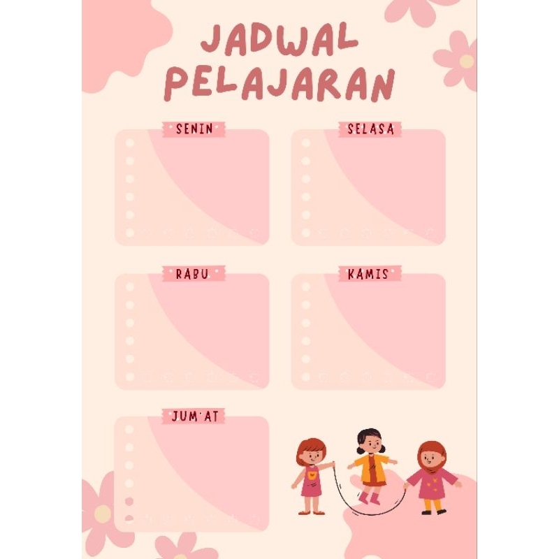 Custom Cetak Print Jadwal Pelajaran