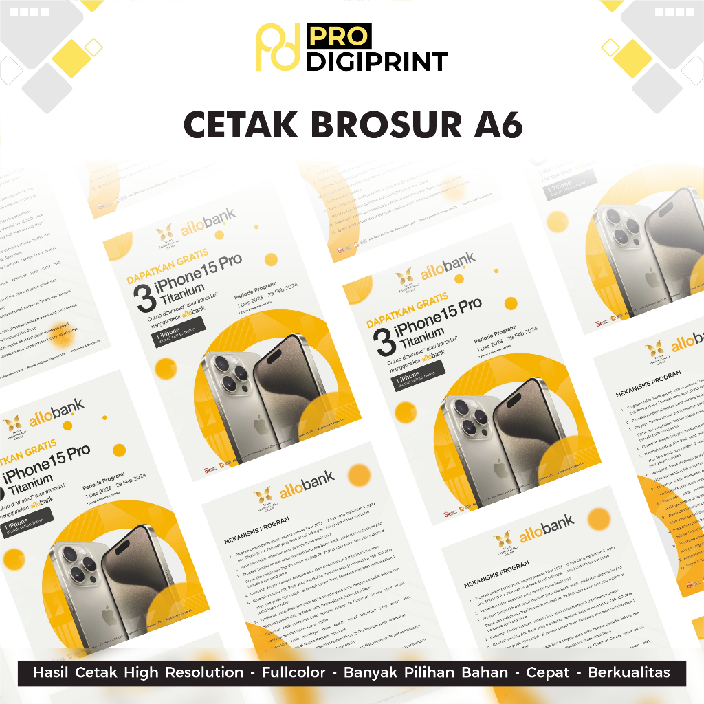 

Custom Cetak Brosur Flayer 1 Sisi Ukuran A6 ( Pro Digiprint )