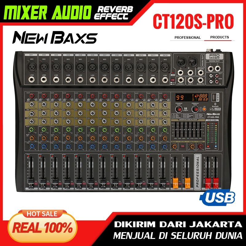 NEW BAXS Mixer Audio Profesional CT120S-PRO 12 saluran DSP99 bawaan equalizer 2-lapisan EQ 7-band ya