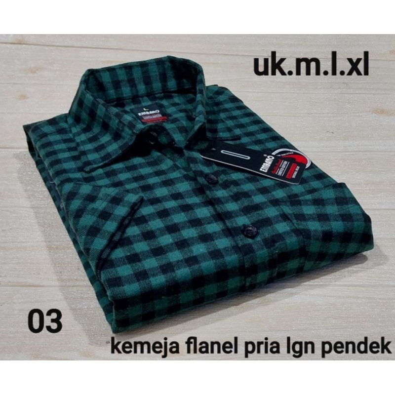BAJU KEMEJA FLANEL PRIA EMBANO LENGAN PENDEK UK M.L.XL