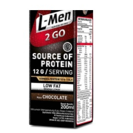 L-Men Susu Cair Whey Protein 2 Go Chocolate 200 ml