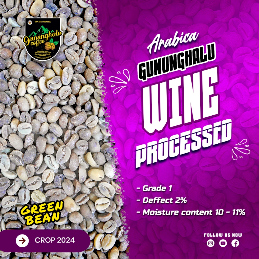 

Green Bean Arabika - Gunung Halu Coffee - Proses Wine - 1Kg