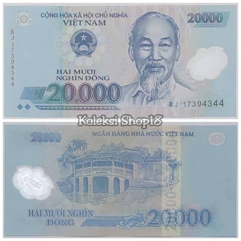 Koleksi Uang Asing Vietnam Dong Pecahan 20.000 Dong Polymer